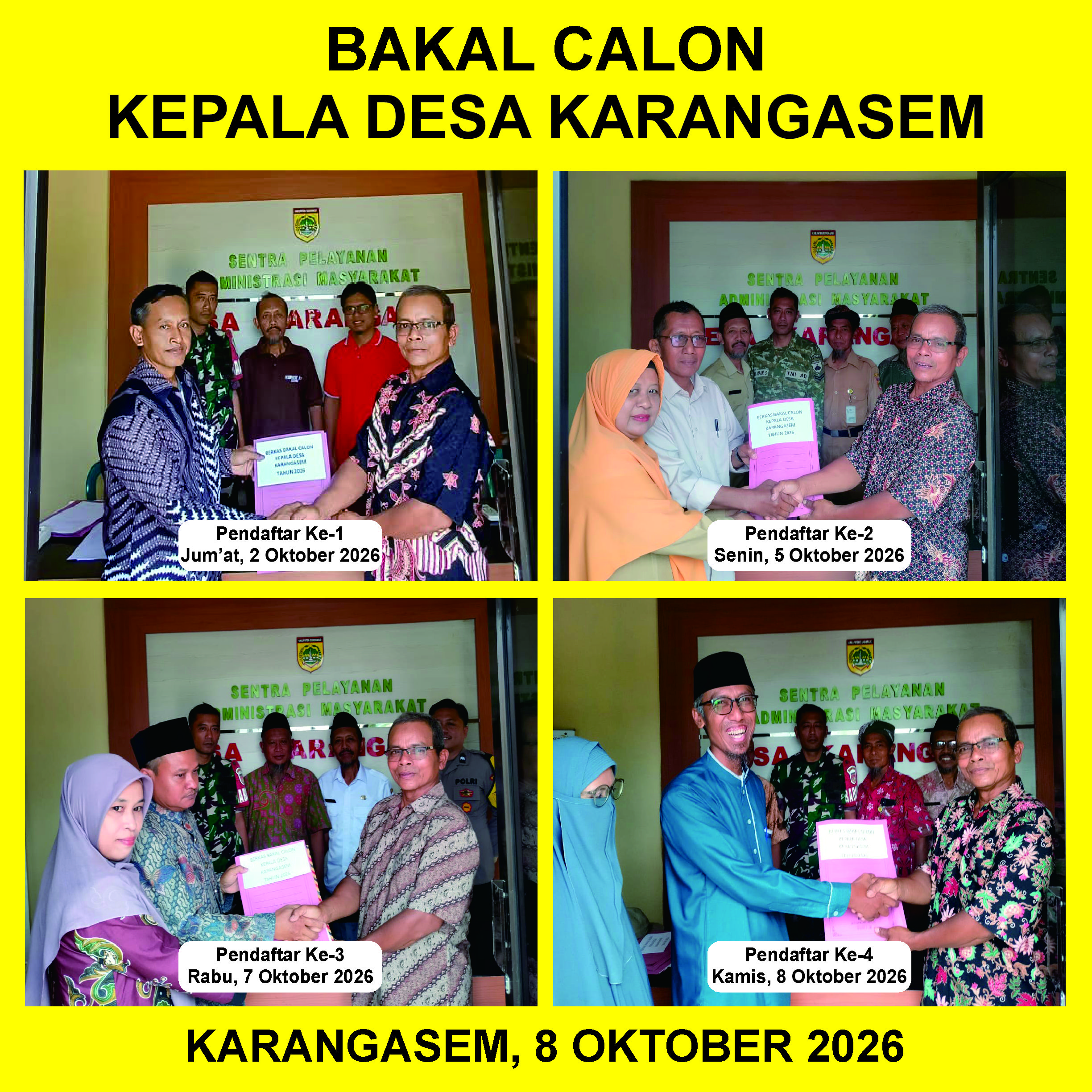 Pendaftaran Pilkades Karangasem Resmi Ditutup: 4 Bakal Calon Siap Bertarung, Panitia Lanjut Verifikasi Berkas